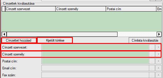 3. Címzettek kiválasztása mező kitöltése (korábbi ügyintéző szervezet), azaz a papír alapú irat postázása iktatással egybekötve Először nyomjuk meg a gombot.