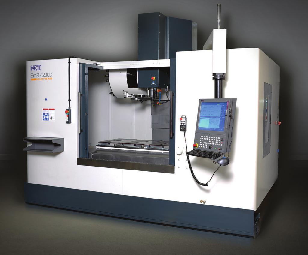 CNC MEGMUNKÁLÓ KÖZPONT NCT EmR-1200D 2017 Asztal mérete: 1300 mm x 600 mm Asztalterhelhetőség: 1000 kg Pozicionálási pontosság: < 0,02 mm Ismétlési pontosság: < 0,008 mm Főorsókúp mérete: #40