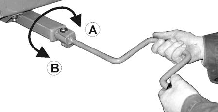 31 ábra Forgatókar állása gyors oldáshoz / Meghúzás. (A) (B) A rögzítőfék behúzása. A rögzítőfék oldása.