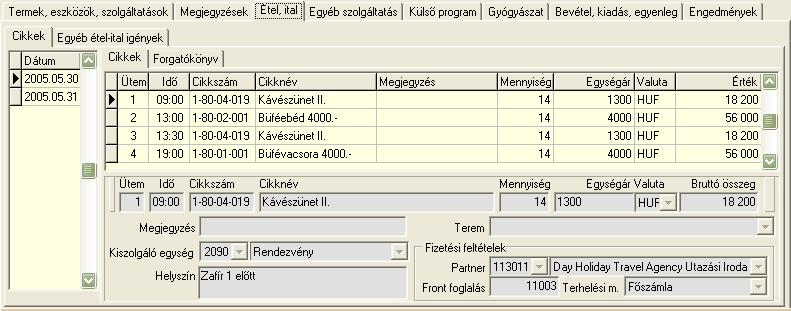 A rendezvény nyilvántartás fel tudja használni a vendéglátás