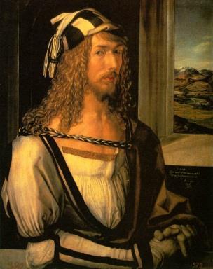 Albrecht Dürer: Önarckép 1498, Madrid, Prado 41x52cm, Olaj, fa Német reneszánsz