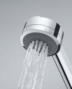 Három különböző vízsugarat állíthat be a kézizuhanyon a személyre szabott zuhanyzás élményéért. Volumensugár A volumensugár széles, lágy permetet biztosít.