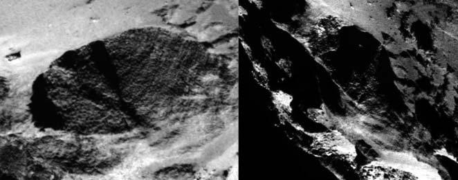264 Meteor csillagászati évkönyv 2016 40 m 50 m 15. ábra. Példa a 67P üstökös magjának felszínén található poros-jeges tömbökre.