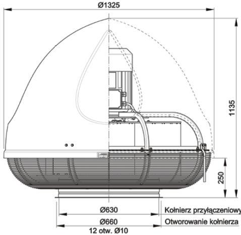 SPARK-S-630/Ex SPARK-S-630/1000/Ex típusú tetőventilátor Furat