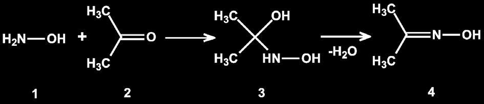 4.1. reakcióegyenlet: Aceton és hidroxilamin oximképzési reakciója Az oximképző reakció lejátszódásának gyorsasága és a képződő intermedier élettartama jelentősen függ a ph-tól és a hőmérséklettől