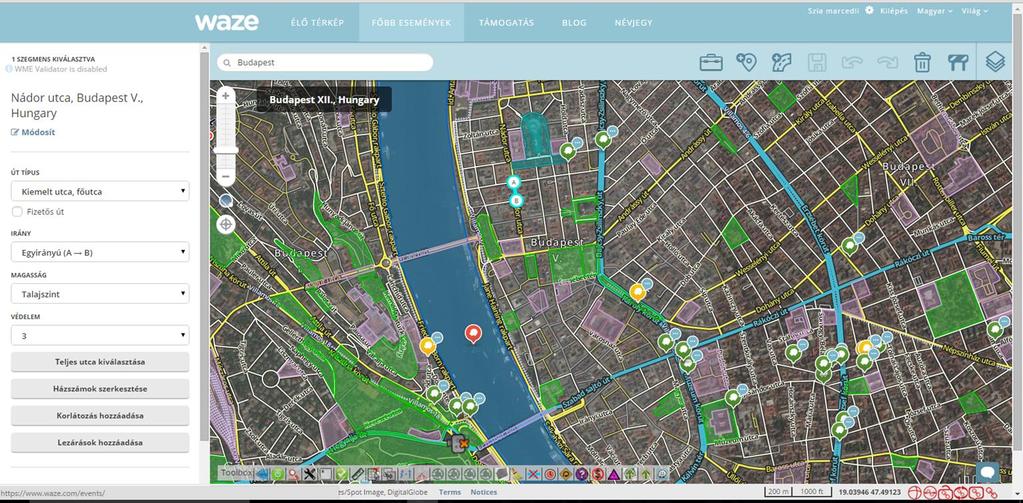 A Waze felépítése - Térkép -Először GPS nyomvonalak alapján, kezdetleges szerkesztői