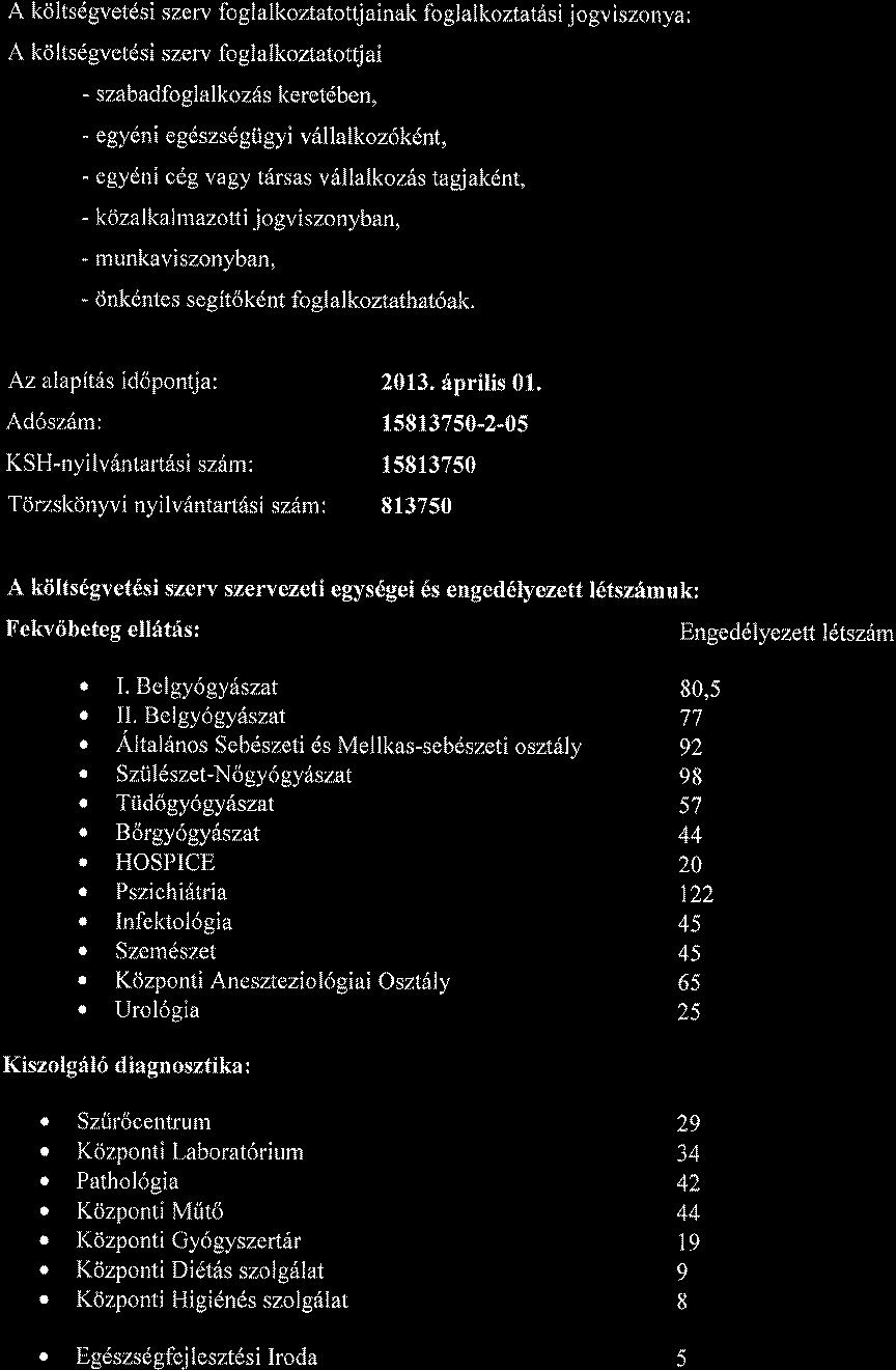 A kciltsdgvetdsi szerv foglalkoztatottjainak foglalkoztat6sijogviszonya: A l<ciltsdgvetdsi szerv foglalkoztatottjai - szabadfoglalkoz6s keretdben, - egydni egdszsdgi.