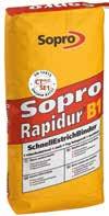 Sopro Rapidur B1 Gyorsesztrich-képző SchnellEstrichBinder Műanyagnemesítésű, speciális kötőanyag gyorsan szi lár duló, nagy teherbírású és hamar burkolható cementesztrichek létrehozásához.