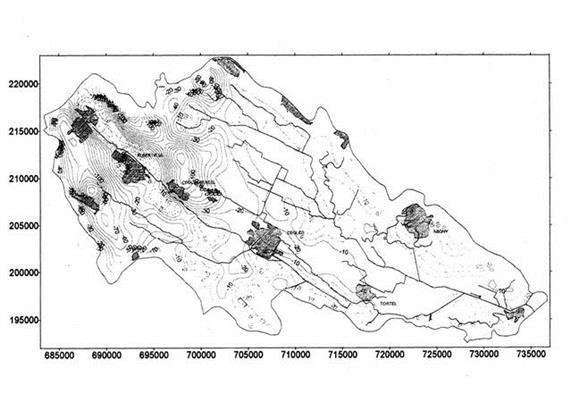 91. ábra A talajvízszint várható alakulása 30 év múlva a Gerje-Perje vízgyűjtőn, klímaváltozási szcenárió alapján 10. 9.