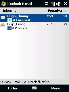 124 Üzenetkezelés Ha például a B, majd az E gombot érinti meg, akkor csak azok az üzenetek jelennek meg, amelyek tárgya vagy feladójának neve BE kezdetű.