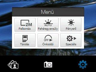 194 A Multimédiás szolgáltatások felfedezése Menüpanel A Menüpanellel gyorsan elérheti a leggyakoribb kamerabeállításokat, és lehetővé teszi, hogy hozzáférjen a speciális beállításokhoz is.
