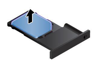4. A micro SIM kártya behelyezéséhez lépjen az 5. lépésre. Micro SIM kártya cseréje esetén óvatosan vegye ki a micro SIM kártyát a tartóból. 5. Helyezzen be egy új micro SIM kártyát a tálcára, pontosan a jelzett iránynak megfelelően.