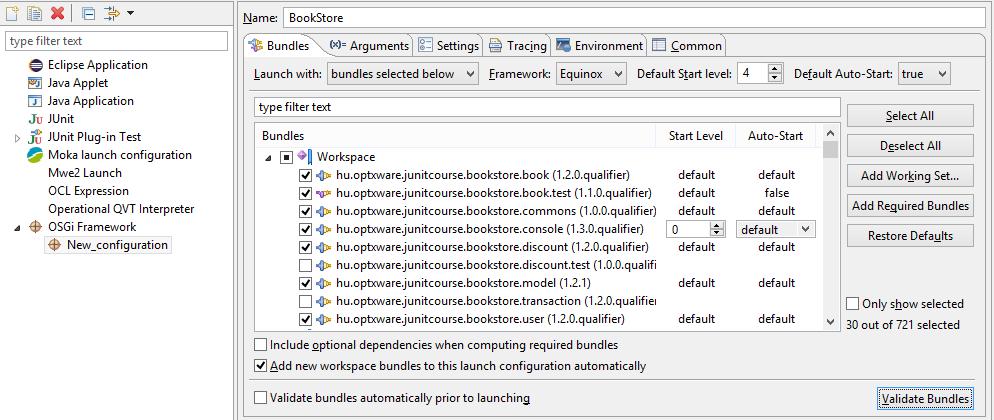 Run configuration Futtatási beállítások elmentése Megadható: o Milyen plug-int