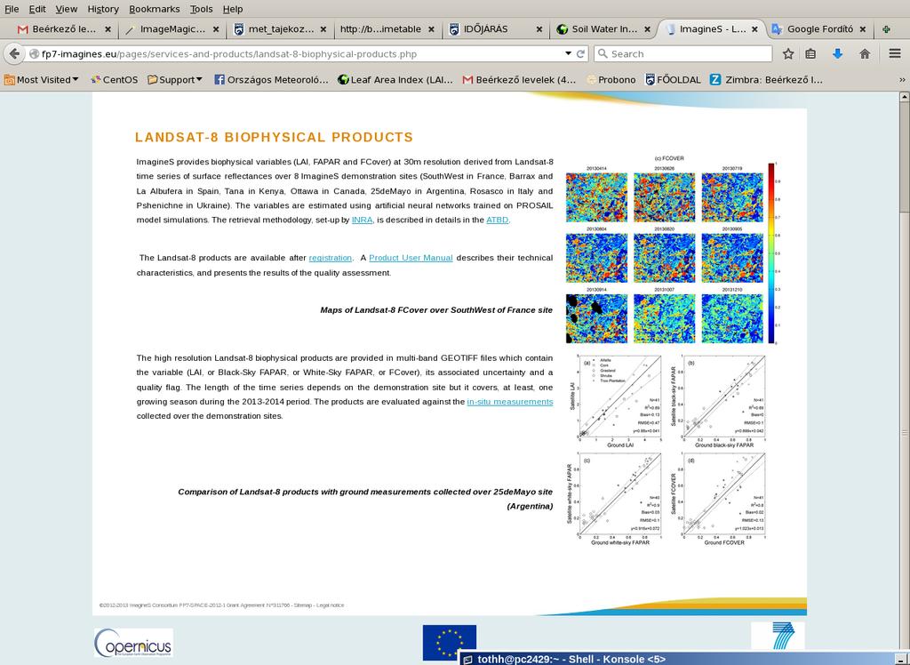 2. Landsat-8 biofizikai prodoktumok: 3 m-es felbontásban LAI, FAPAR és FCOVER idősorok 8 demonstrációs területen 213-214 időszakra