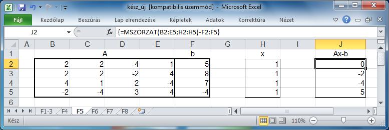 Lineáris egyenletrendszerek Megoldás a Solver