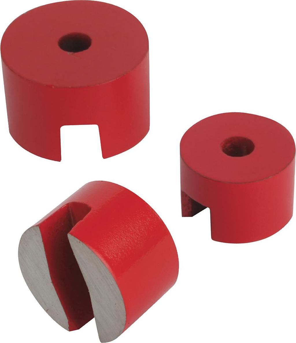 K0559 Mágnesek (gombmágnes) Alapanyag: Mágnesmag, AliCo. vörösre festett. Osztott tapadófelület átmenő rögzítőfurattal. Árnyékolatlan rendszer.