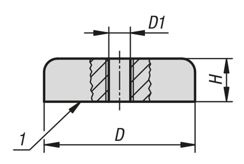 Mágnesek belső menettel (lapos mágneses megfogó), kemény ferrit Rendelési szám D D1 H Tapadóerő K1394.