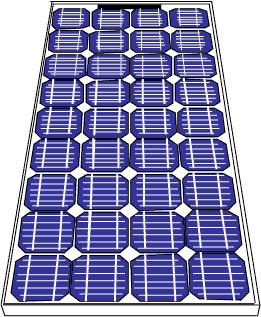 PV modul összeépítése Cellák összekötése, 36/60/72 cella sorban kapcsolva.