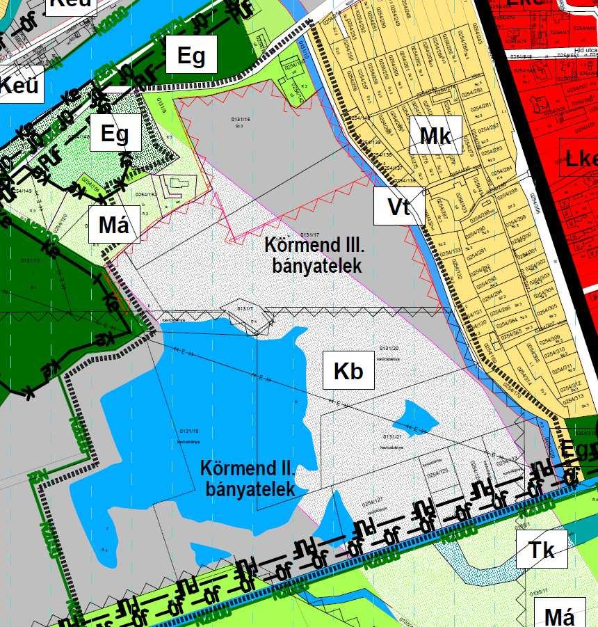 homokos kavics bányatelek terület északi szomszédságában az ingatlan-nyilvántartási változás alapján 0131/15 hrsz területen kívánják bővíteni a különleges bányászati területet.