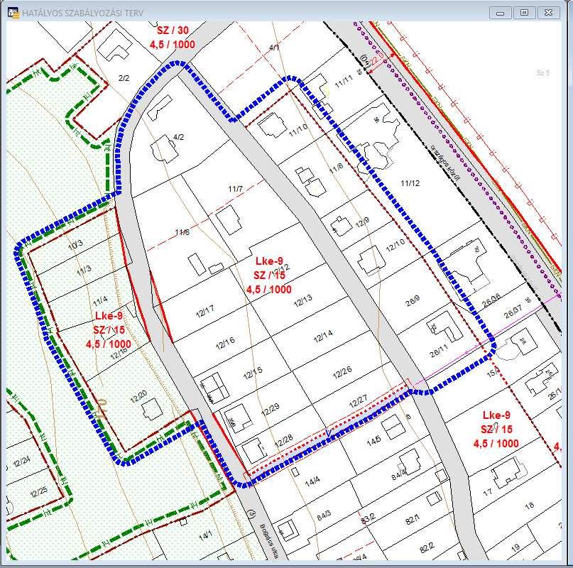 Szabályozási terv A hatályos szabályozási terv a tervezési területet Lke-9 jelű építési övezetbe sorolja.