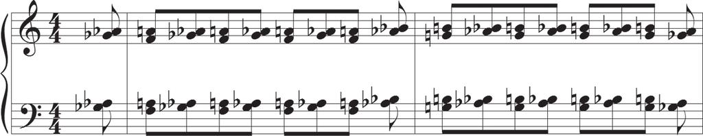 154 Nakahara Yusuke 4. kotta. A Mikrokosmos 135. sz. Perpetuum mobile (felül) és a kétzongorás átirata metszőpéldánya (alul) második zongoraszólamot 44 vagyis Bartók előadói utasítása ( 2.