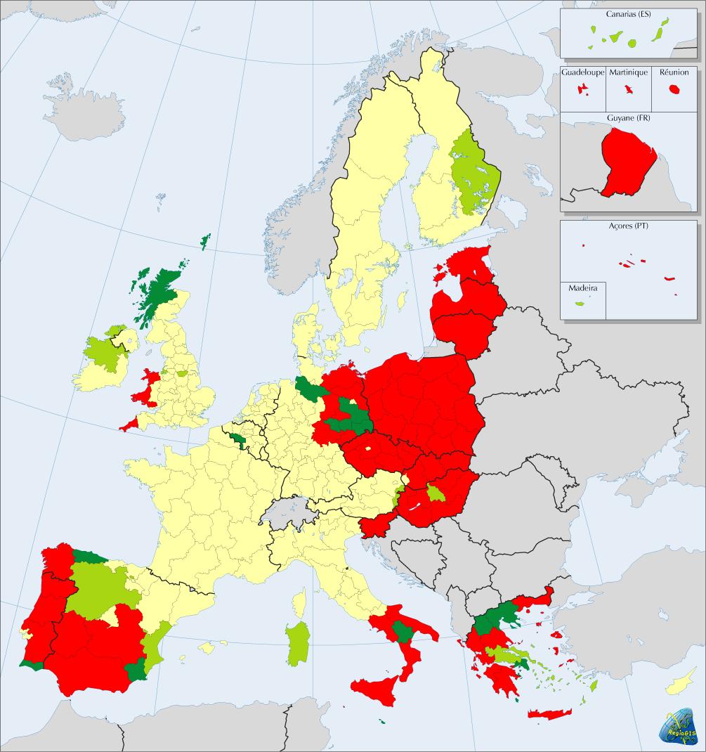 Földrajzi koncentráció A 75%-os küszöb alatti vagy ahhoz közelítő régiók 75% alatt az EU25-ben statisztikai hatás: 75% alatt az EU15-ben és fölött