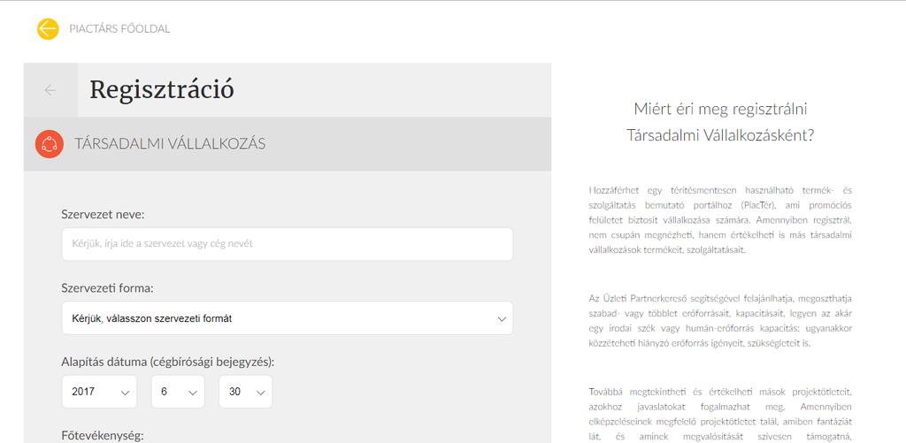 a TÁRSADALMI VÁLLALKOZÁS-ra.