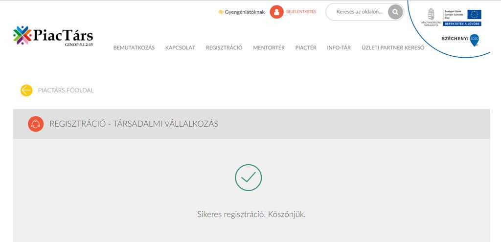 REGISZTRÁCIÓ VÉGLEGESÍTÉSE gombra.