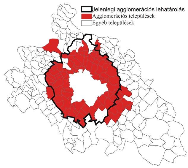 A lehatárolás vzsgálat területe 44 települést és Budapestet foglala magában.