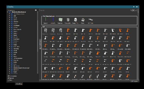 E-CATALOG A Visual Components e-catalog több, mint 2000 ipari robotot, szállító szalagot és egyéb elemet tartalmaz.