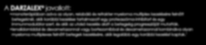 1 Mély válasz >2x a teljes válasz aránya*,3,4 Feltáruló lehetőség 4 növekedés az MRD negativitás arányában, *,2-4 PHHU/DAR/1018/0002 * DARZALEX + bortezomib + dexamethasone (DVd) kombináció