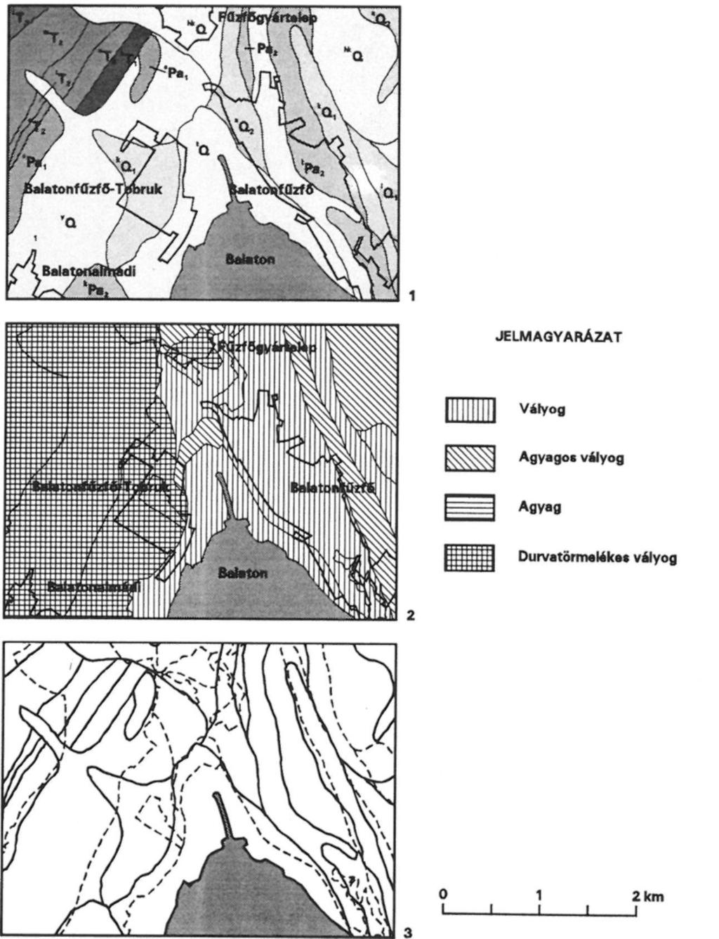 Parts of digital reconstruction of engineering geological map series on recreation area of Lake Balaton (CHIKÁNNÉ & ERDÉLYI, 1989).