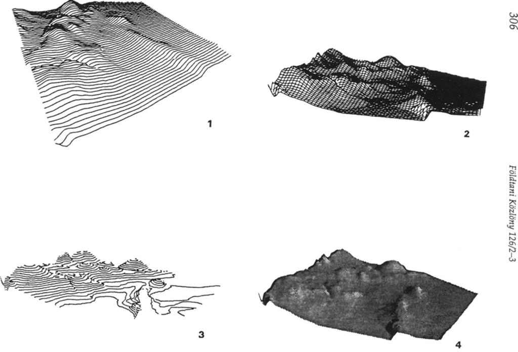 pont helyének változtatásával. 2. Vonalas, 2. Négyzethálós, 3. Szintvonalas, 4.
