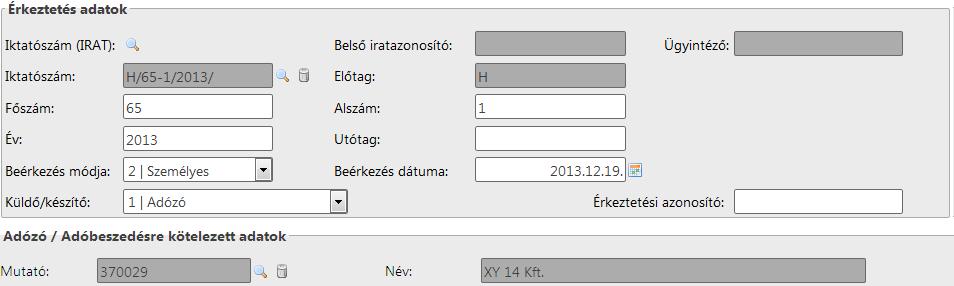 Első lépésként a bevallásnak megfelelően megadjuk az űrlapverziót (2013. év) és az adóévet (2013.