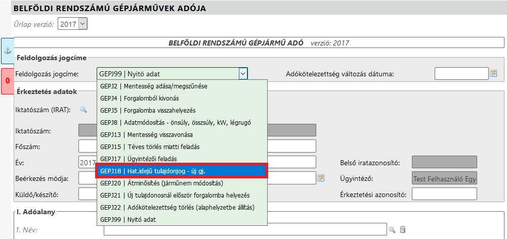 Köztes tulajdonú gépjárművek adóztatása A köztes tulajdonú gépjárműveket az Adók/Átengedett központi adók/gépjárműadó/belföldi gépjárművek adója menüpontból a bal oldalon található Köztes tulajdonú