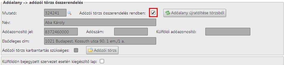 7. Ezt követően a bevallási főlap aláírási részének rögzítése történik (az itt megadottak automatikusan betöltődnek a