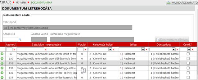 Fontos! Iratminta csak akkor választható ki, ha az Iratsablonokból Másolat készül! (Ügyvitel/Iratsablonok útvonalon elérhető.) 20.