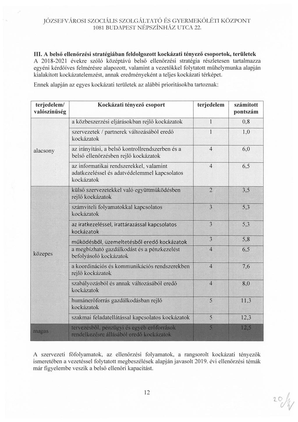 JÓZSEFVÁROSI SZOCIÁLIS SZOLGÁLTATÓ ÉS GYERMEKÓLÉTI KÖZPONT III.