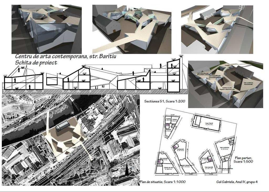 128 Fogalom & kép II Promenade. Kulturális központ 8. Kép. A terv elsı vázlata. 2010 március 10 Az épületkomplexum keresztmetszetébıl kiderül, hogy három a föld feletti szinten helyezkedik el.