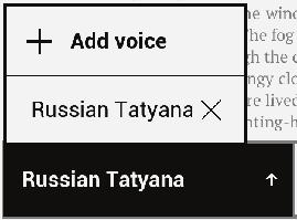 KKKKKKKKKKKKKKKK 66 Új TTS csomag hozzáadásához koppintson a menü Add voice (Beszéd hozzáadása) pontjára és válassza ki kívánt csomagot. További hangcsomagok telepítése FIGYELMEZTETÉS!