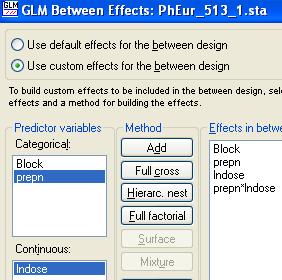 General linear models> General linear models a párhuzamosság teljesül Block * Univariate Tests of ignificance for y (PhEur.sta) Type I decomposition; td. of Estimate: 7.69 Degr. of M F p 780.6 780.