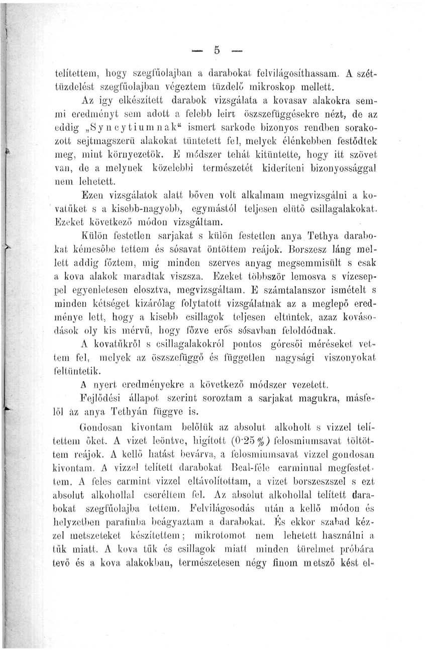 _ 5 telítettem, hogy szegfűolajban a darabokat felvilágosíthassam. A széttüzdelést szegfűolajban végeztem tűzdelő mikroskop mellett.