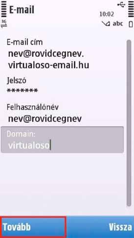 Kérjük, adja meg e-mail címét (nev@rovidcegnev.virtualoso-email.hu formátumban) jelszavát és nyomja meg az OK gombot.