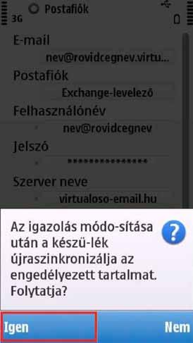 Engedélyezze az újraszinkronizálást az Igen