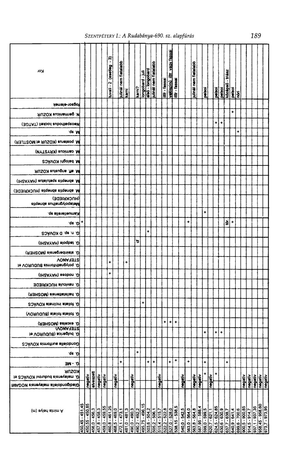 SZENTPÉTERY I.: A Rudabánya-690. sz. alapfúrás 189 ynzox snoiubuijee N (H311SOW W anzo») «ueisod IN (NAISA) «пашвэ H SOyAOX!