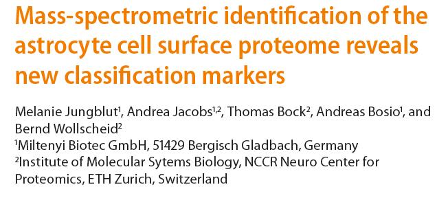 mass spectrometry based cell surface capturing (CSC) technology to generate a snapshot of the astrocyte cell