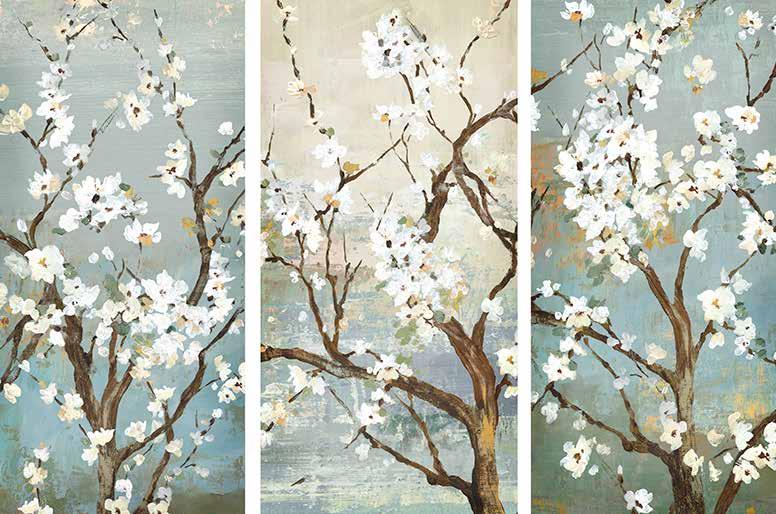 JN037-A Triptych in Bloom Asia Jensen 56 x 36