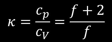 Gáztörvények Adiabatikus állapotváltozás: A hőszigetelt rendszer állapotváltozása Poisson egyenletek: 5/3, nemesgázokra (He, Ne, Ar, 7/5, kétatomos gázokra (H 2, N 2, O 2, levegő) 8/6,