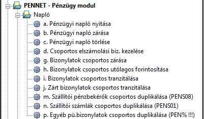 1.2.1.2 Bizonylatok átadása tranzit naplóba csoportosan Egy menüpont segítségével lehetőségünk van egy tól-ig bizonylat intervallumot megadva csoportosan is átadni a tranzit naplóba a tételeket!