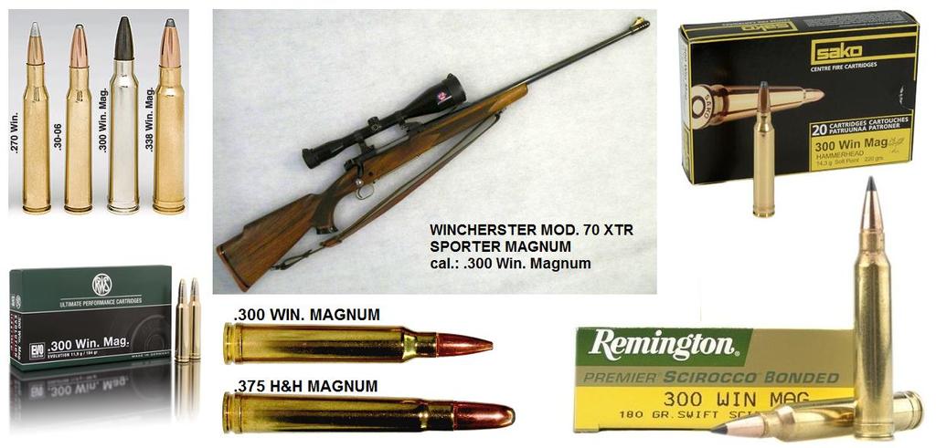 .300 Win. Magnum A Winchester gyár alkotta meg 1963-ban. Megfelelően megválasztott lövedéktípussal az összes nagytestű növényevő és nagyragadozó terítékre hozható vele.